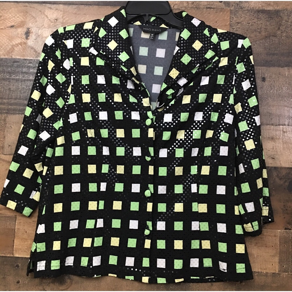 Ming Wang Sequined Top Women Medium Event Cocktails Old Money Country Club Yacht